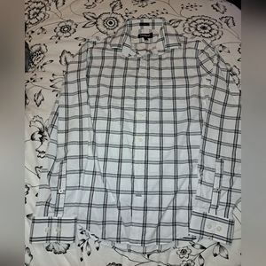 Express White Plaid Button-Down Shirt